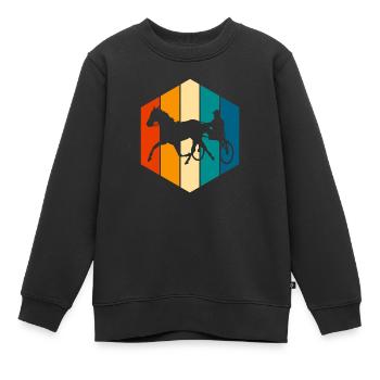Trotteur trotter dans un style rétro ou vintage - Sweat Premium enfant bio - noir - Devant - AI Model Kid Female (0cm)