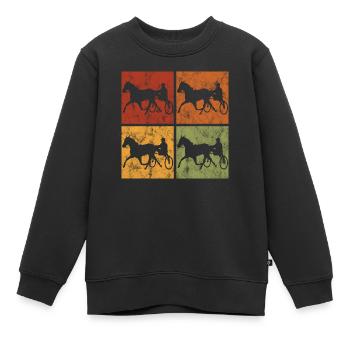 Trotteur trotter dans un style rétro ou vintage - Sweat Premium enfant bio - noir - Devant - AI Model Kid Female (0cm)