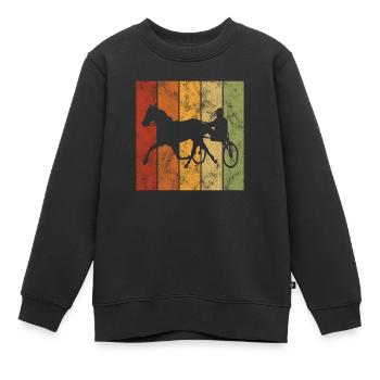 Trotteur trotter dans un style rétro ou vintage - Sweat Premium enfant bio - noir - Devant - AI Model Kid Female (0cm)