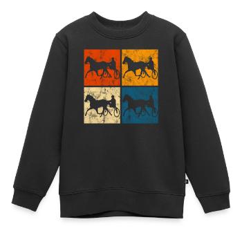 Trotteur trotter dans un style rétro ou vintage - Sweat Premium enfant bio - noir - Devant - AI Model Kid Female (0cm)