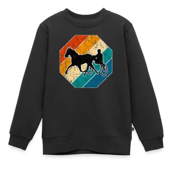 Trotteur trotter dans un style rétro ou vintage - Sweat Premium enfant bio - noir - Devant - AI Model Kid Female (0cm)