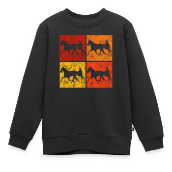 Trotter courses de trot dans un style rétro ou vintage - Sweat Premium enfant bio - noir - Devant - AI Model Kid Female (0cm)