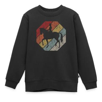 Dressage Cavalier de dressage Cheval d’équitation - Sweat Premium enfant bio - noir - Devant - AI Model Kid Female (0cm)