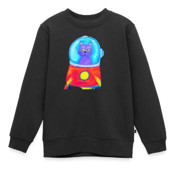Cat In Space - Sweat Premium enfant bio - noir - Devant - AI Model Kid Female (0cm)