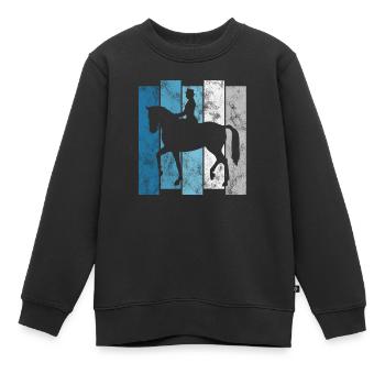 Dressage Cavalier de dressage Cheval d’équitation - Sweat Premium enfant bio - noir - Devant - AI Model Kid Female (0cm)