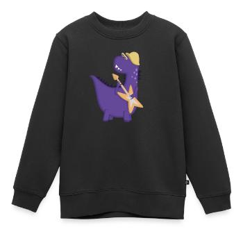 Purple Dinosaur Rocker E-Gitarre - Kinder Premium Organic Sweatshirt - Schwarz - Vorne - AI Model Kid Female (0cm)