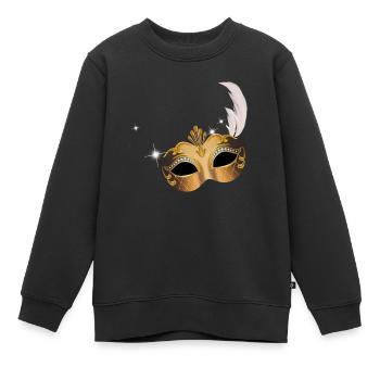 Masque venisien bal costume - Sweat Premium enfant bio - noir - Devant - AI Model Kid Female (0cm)