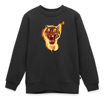 Tiger im Feuer - Kinder Premium Organic Sweatshirt - Schwarz - Vorne - AI Model Kid Female (0cm)