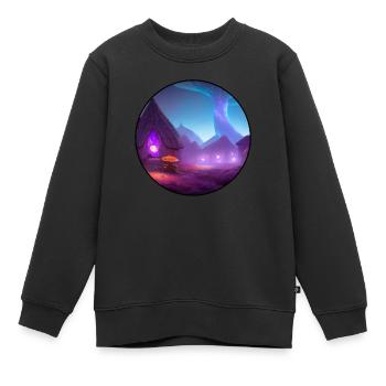 Village des champignons - Sweat Premium enfant bio - noir - Devant - AI Model Kid Female (0cm)