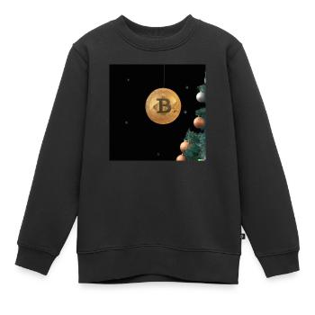 Bitcoin hängt an Weihnachtsbaum - Kinder Premium Organic Sweatshirt - Schwarz - Vorne - AI Model Kid Female (0cm)