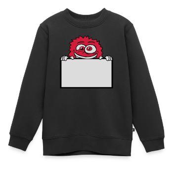 Schild zeigen wahnsinniges Monster - Kinder Premium Organic Sweatshirt - Schwarz - Vorne - AI Model Kid Female (0cm)