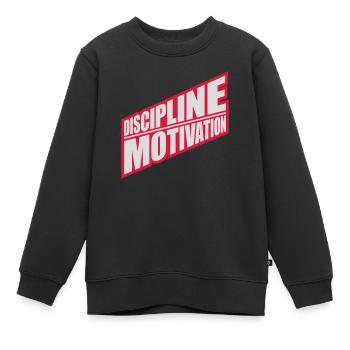 Citation de discipline sur la motivation - Sweat Premium enfant bio - noir - Devant - AI Model Kid Female (0cm)