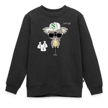 Koala au micro - Sweat Premium enfant bio - noir - Devant - AI Model Kid Female (0cm)