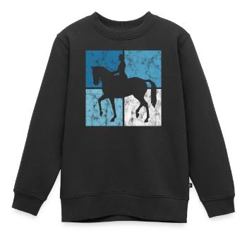 Dressage Cavalier de dressage Cheval d’équitation - Sweat Premium enfant bio - noir - Devant - AI Model Kid Female (0cm)