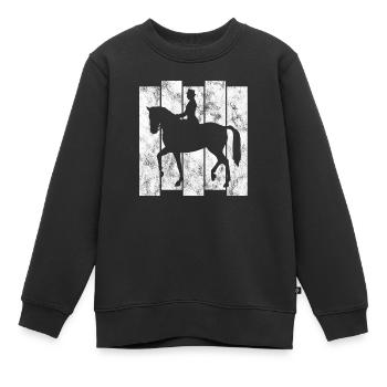 Dressage Cavalier de dressage Cheval d’équitation - Sweat Premium enfant bio - noir - Devant - AI Model Kid Female (0cm)