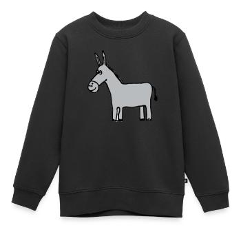 Illustration de l’âne - Sweat Premium enfant bio - noir - Devant - AI Model Kid Female (0cm)