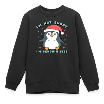 I´m not Short I´m Penguin Size - Kinder Premium Organic Sweatshirt - Schwarz - Vorne - AI Model Kid Female (0cm)