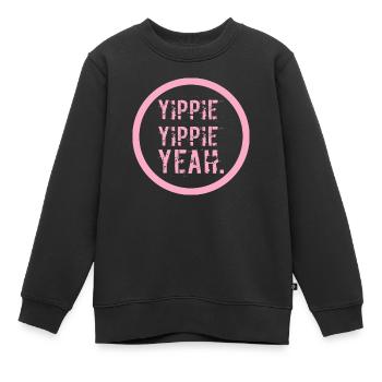 YIPPIE YIPPIE YEAH - Nouveau design original :) - Sweat Premium enfant bio - noir - Devant - AI Model Kid Female (0cm)