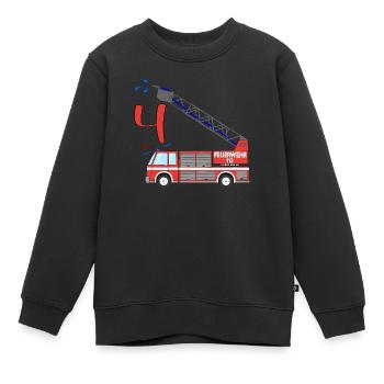 Feuerwehrauto 4. Geburtstag - Kinder Premium Organic Sweatshirt - Schwarz - Vorne - AI Model Kid Female (0cm)