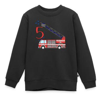 Feuerwehrauto 5. Geburtstag - Kinder Premium Organic Sweatshirt - Schwarz - Vorne - AI Model Kid Female (0cm)