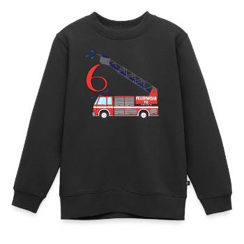 Feuerwehrauto 6.Geburtstag - Kinder Premium Organic Sweatshirt - Schwarz - Vorne - AI Model Kid Female (0cm)