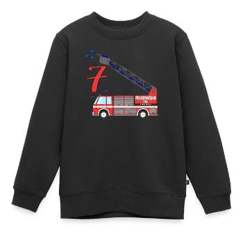 Feuerwehrauto 7.Geburtstag - Kinder Premium Organic Sweatshirt - Schwarz - Vorne - AI Model Kid Female (0cm)