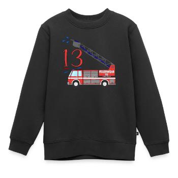13e anniversaire du camion de pompiers - Sweat Premium enfant bio - noir - Devant - AI Model Kid Female (0cm)
