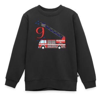 Feuerwehrauto 9.Geburtstag - Kinder Premium Organic Sweatshirt - Schwarz - Vorne - AI Model Kid Female (0cm)