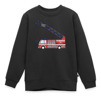 Feuerwehrauto mit Leiter - Kinder Premium Organic Sweatshirt - Schwarz - Vorne - AI Model Kid Female (0cm)