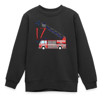 Feuerwehrauto 17. Geburtstag - Kinder Premium Organic Sweatshirt - Schwarz - Vorne - AI Model Kid Female (0cm)