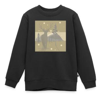Hirsche in den Bergen. - Kinder Premium Organic Sweatshirt - Schwarz - Vorne - AI Model Kid Female (0cm)