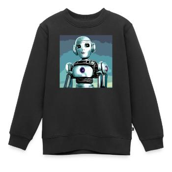 Robot, androïde, cyborg, science-fiction - Sweat Premium enfant bio - noir - Devant - AI Model Kid Female (0cm)