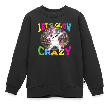 Unicorn Let s Glow Crazy - Kinder Premium Organic Sweatshirt - Schwarz - Vorne - AI Model Kid Female (0cm)