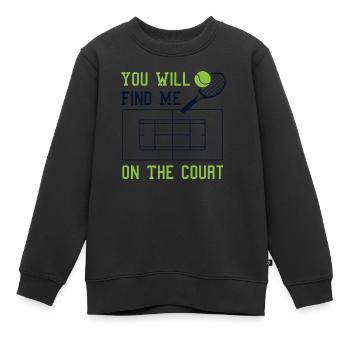 Tennisspieler-Schläger auf dem Tennisplatz - Kinder Premium Organic Sweatshirt - Schwarz - Vorne - AI Model Kid Female (0cm)