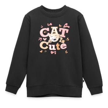 Katze ist süß schöne lustige Katze Kunst Design - Kinder Premium Organic Sweatshirt - Schwarz - Vorne - AI Model Kid Female (0cm)