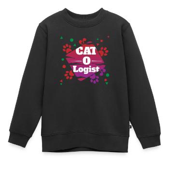 Cat O Logist, Lustiges Tierliebhaber-Zitat - Kinder Premium Organic Sweatshirt - Schwarz - Vorne - AI Model Kid Female (0cm)