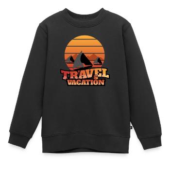 Art graphique de badge de voyage et de vacances - Sweat Premium enfant bio - noir - Devant - AI Model Kid Female (0cm)