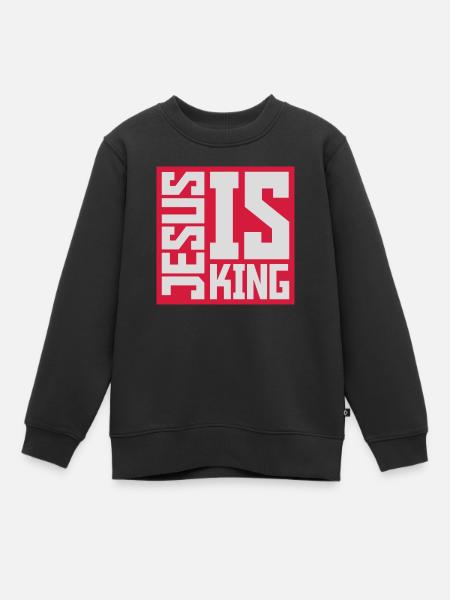 Citation de Jésus est roi - Sweat Premium enfant bio - noir