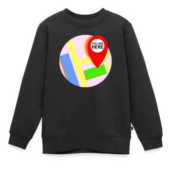 Karte Standort "you are here" - Kinder Premium Organic Sweatshirt - Schwarz - Vorne - AI Model Kid Female (0cm)