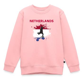 Pays-Bas Football 2022 supporter Netherlands foot - Sweat Premium enfant bio - rose - Devant - AI Model Kid Female (0cm)