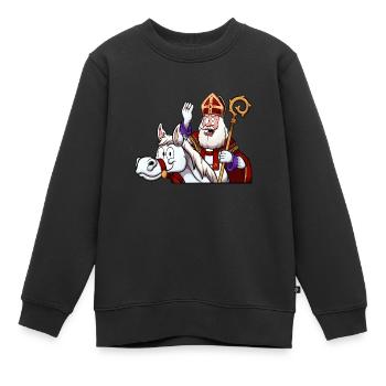 Saint Nicolas à cheval - Sweat Premium enfant bio - noir - Devant - AI Model Kid Female (0cm)