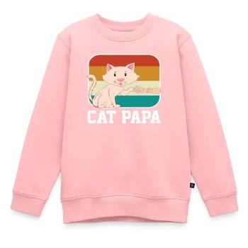 Chat Papa - Sweat Premium enfant bio - rose - Devant - AI Model Kid Female (0cm)