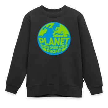 planet over profit Zitat - Kinder Premium Organic Sweatshirt - Schwarz - Vorne - AI Model Kid Female (0cm)