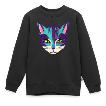 Illustration d’un portrait de chat, vecteur - Sweat Premium enfant bio - noir - Devant - AI Model Kid Female (0cm)