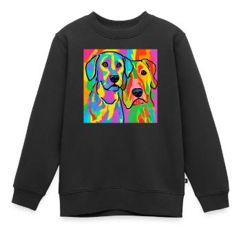 Chiens, peinture numérique, pop art - Sweat Premium enfant bio - noir - Devant - AI Model Kid Female (0cm)