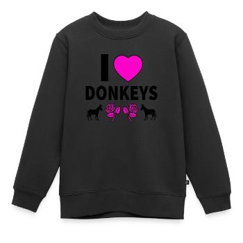 Esel - Kinder Premium Organic Sweatshirt - Schwarz - Vorne - AI Model Kid Female (0cm)