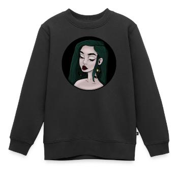 Frau mit grünen Haaren - Kinder Premium Organic Sweatshirt - Schwarz - Vorne - AI Model Kid Female (0cm)