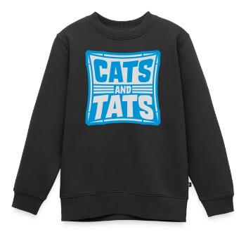 cats and tats Zitat - Kinder Premium Organic Sweatshirt - Schwarz - Vorne - AI Model Kid Female (0cm)