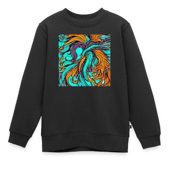 Illustration d’un phénix, style vectoriel - Sweat Premium enfant bio - noir - Devant - AI Model Kid Female (0cm)