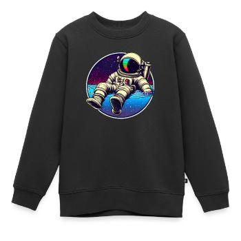 Funky Astronaut im Weltraum nimmt ein Bad - Kinder Premium Organic Sweatshirt - Schwarz - Vorne - AI Model Kid Female (0cm)